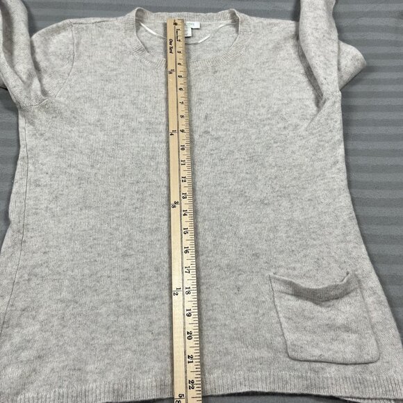 Deane & White Sweater Womens Large Oatmeal Cashmere Crewneck Stripe Sleeve Knit - Picture 6 of 9